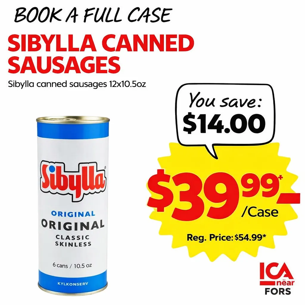 ICA Nära Fors — Sibylla Canned Sausages case deal, save $14
