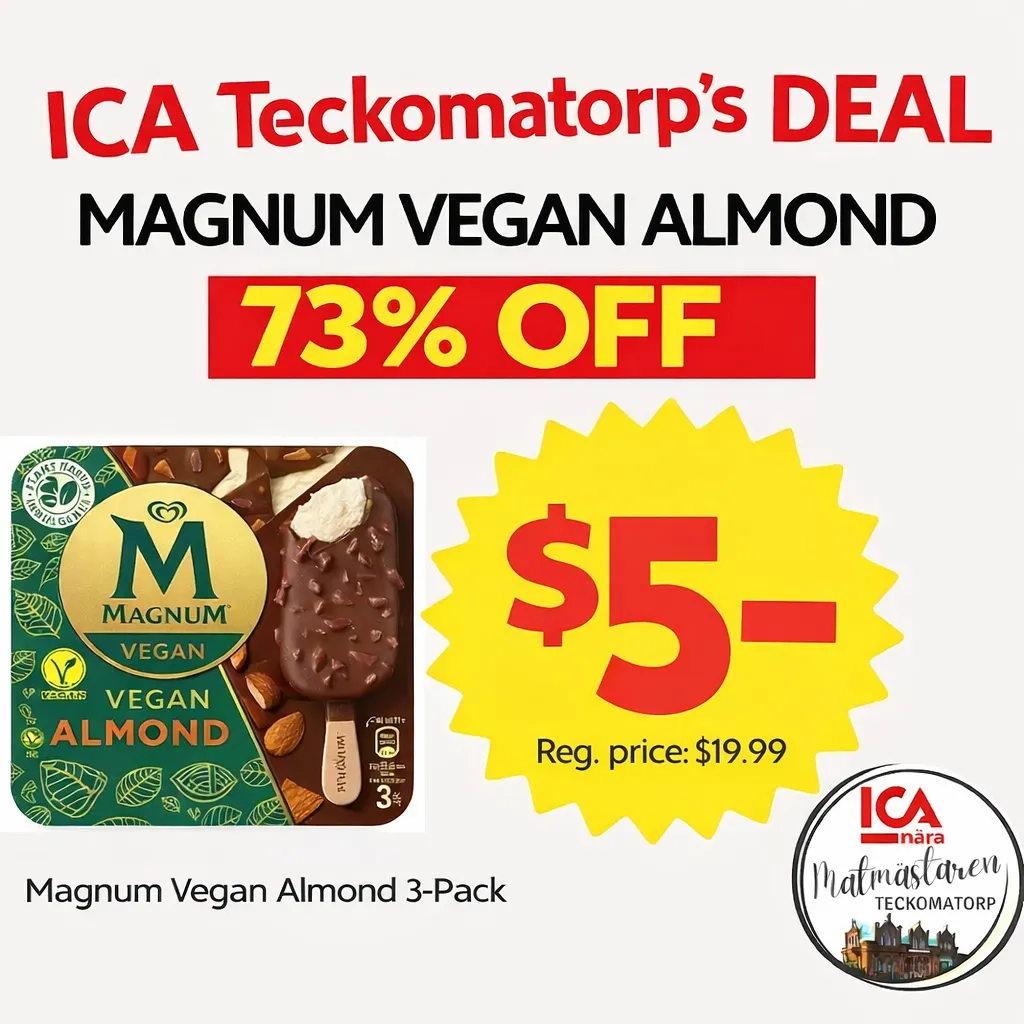 ICA Teckomatorp — Magnum Vegan Almond 73% off, $5
