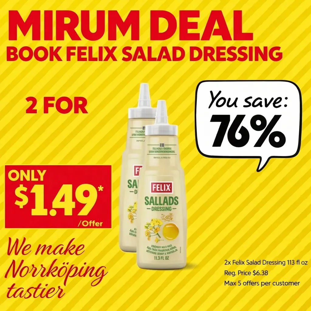 Mirumklippet — Felix Salad Dressing deal, save 76%