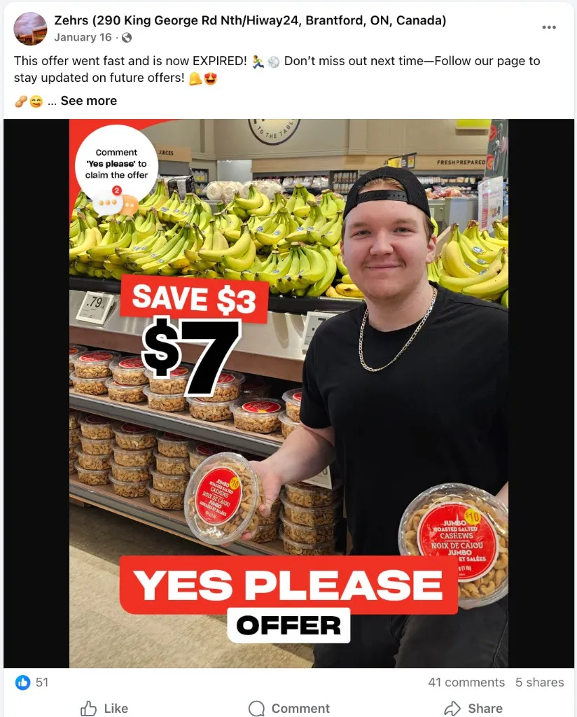 Zehrs — Jumbo Roasted Salted Cashews Yes Please Offer, save $3 at $7